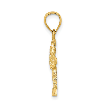 14k Yellow Gold Palm Tree Pendant, Tropical Beach Charm, Nature Inspired Summer Jewelry
