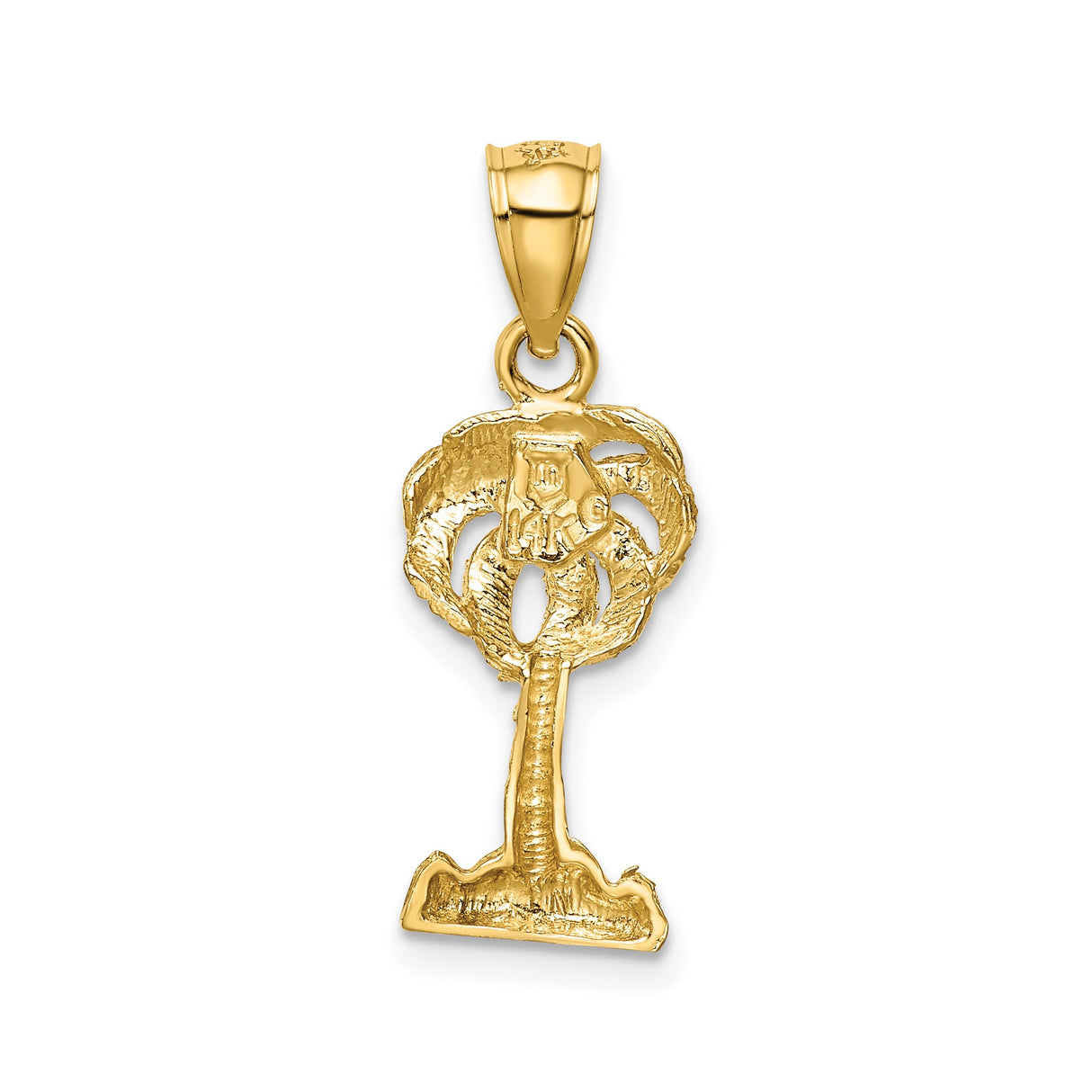14k Yellow Gold Palm Tree Pendant, Tropical Beach Charm, Nature Inspired Summer Jewelry