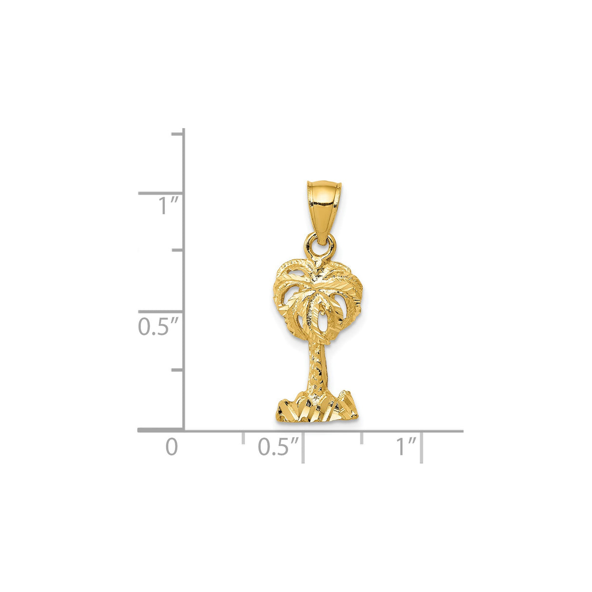 14k Yellow Gold Palm Tree Pendant, Tropical Beach Charm, Nature Inspired Summer Jewelry