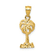 14k Yellow Gold Palm Tree Pendant, Tropical Beach Charm, Nature Inspired Summer Jewelry