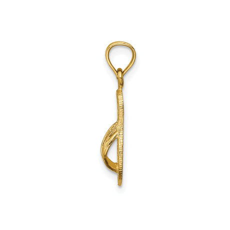 14k Yellow Gold Flip Flop Pendant, Textured Sandal Charm with Coastal Summer Theme for Women or Unisex