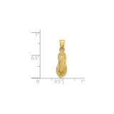 14k Yellow Gold Flip Flop Pendant, Textured Sandal Charm with Coastal Summer Theme for Women or Unisex