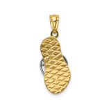 14k Two-Tone Gold Flip Flop Pendant with Rose Gold Flower and Horseshoe Design