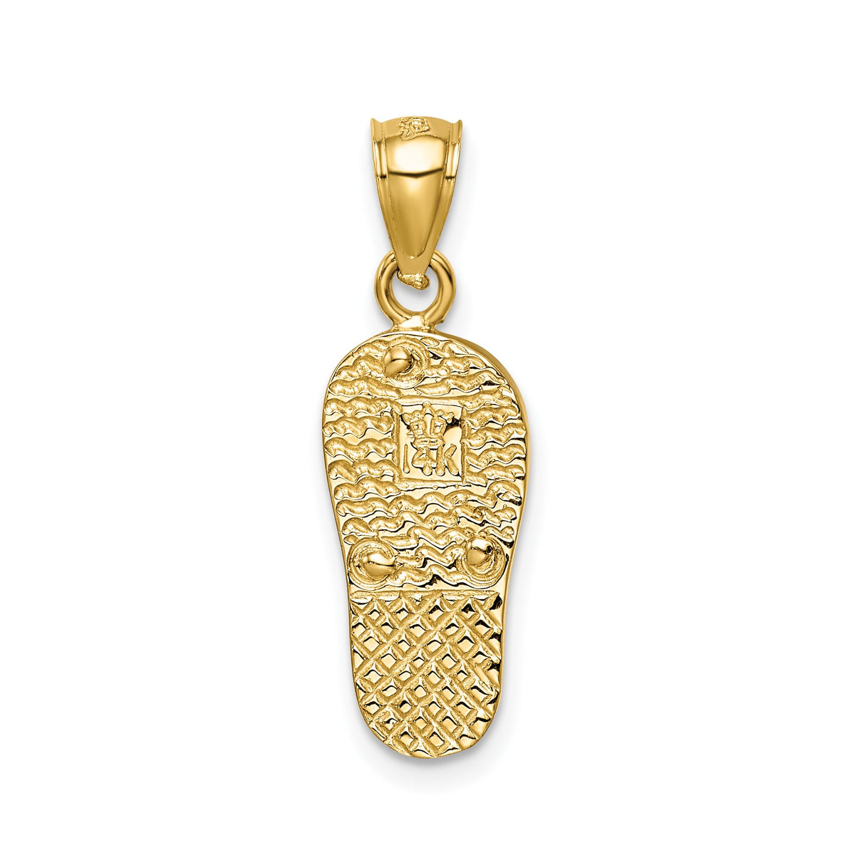 14k Yellow Gold Flip Flop Pendant with Multicolor Opal Inlay, Coastal Beach Style Jewelry