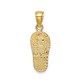 14k Yellow Gold Flip Flop Pendant with Multicolor Opal Inlay, Coastal Beach Style Jewelry