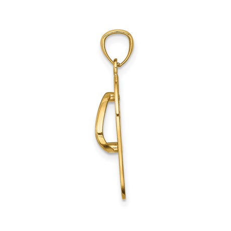 14k Multi-Tone Gold Flip-Flop Sandal Pendant with Floral Detailing, Tropical Beach Charm