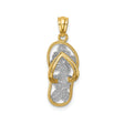 14k Multi-Tone Gold Flip-Flop Sandal Pendant with Floral Detailing, Tropical Beach Charm