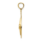 14k Yellow Gold Compass Pendant with Nautical Star and Directional Letters