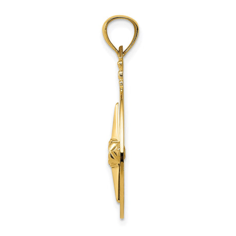14k Yellow Gold Compass Pendant with Nautical Star and Directional Letters