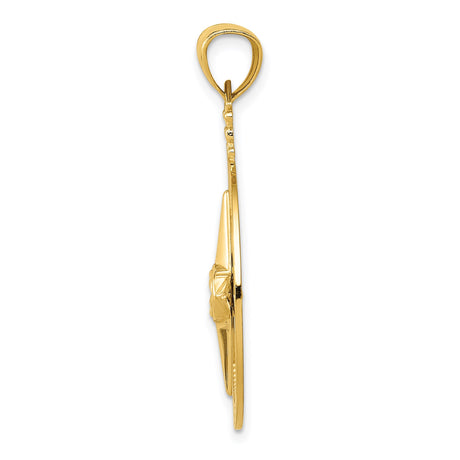 14k Yellow Gold Compass Rose Pendant, Nautical Directional Charm, Travel-Inspired Jewelry for Men or Unisex