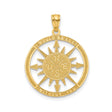 14k Yellow Gold Compass Pendant with I Would Be Lost Without You Message, Nautical Travel Charm