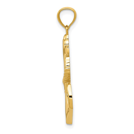 14k Yellow Gold Anchor Pendant with Rope Detail, Nautical Christian Faith Charm