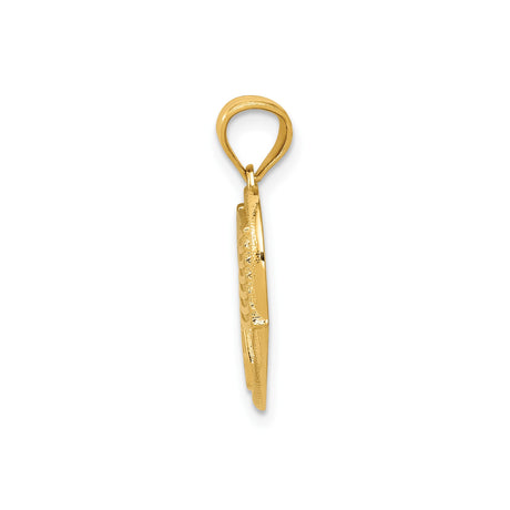 14k Multi-Tone Gold Heart USA Pendant with American Flag Design
