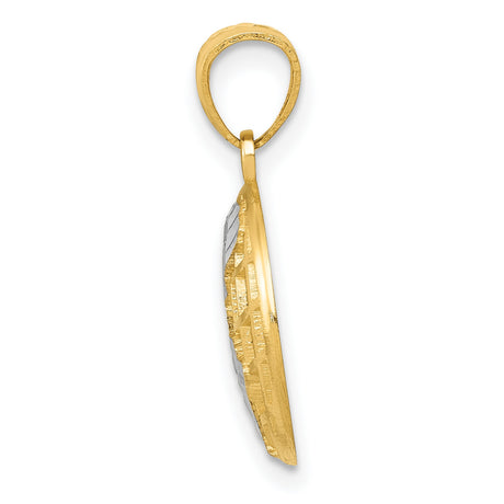 Globe With Rhodium Land Accents Charm Pendant in Real 14k Multi-Tone Gold