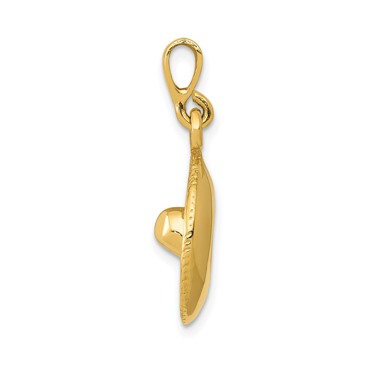 14k Yellow Gold Sombrero Pendant, Embossed Mexican Hat Charm, Latin Heritage Jewelry