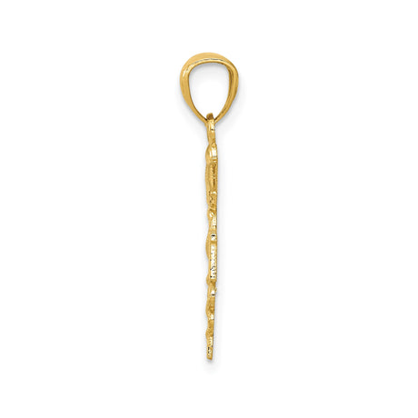 14k Yellow Gold RN Pendant with Caduceus Symbol and Twin Serpents Wings Charm