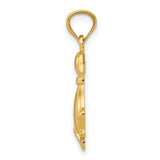 14k Yellow Gold Dog Pendant with Textured Collar, Puppy Charm for Women