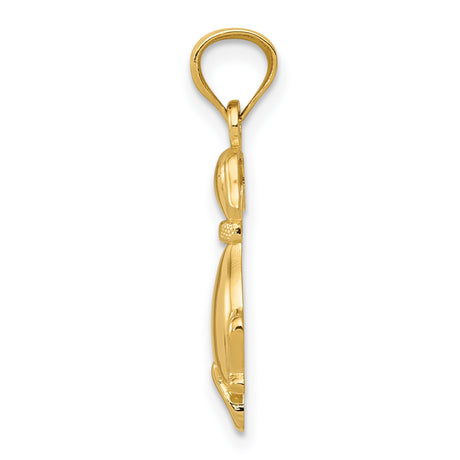 14k Yellow Gold Dog Pendant with Textured Collar, Puppy Charm for Women