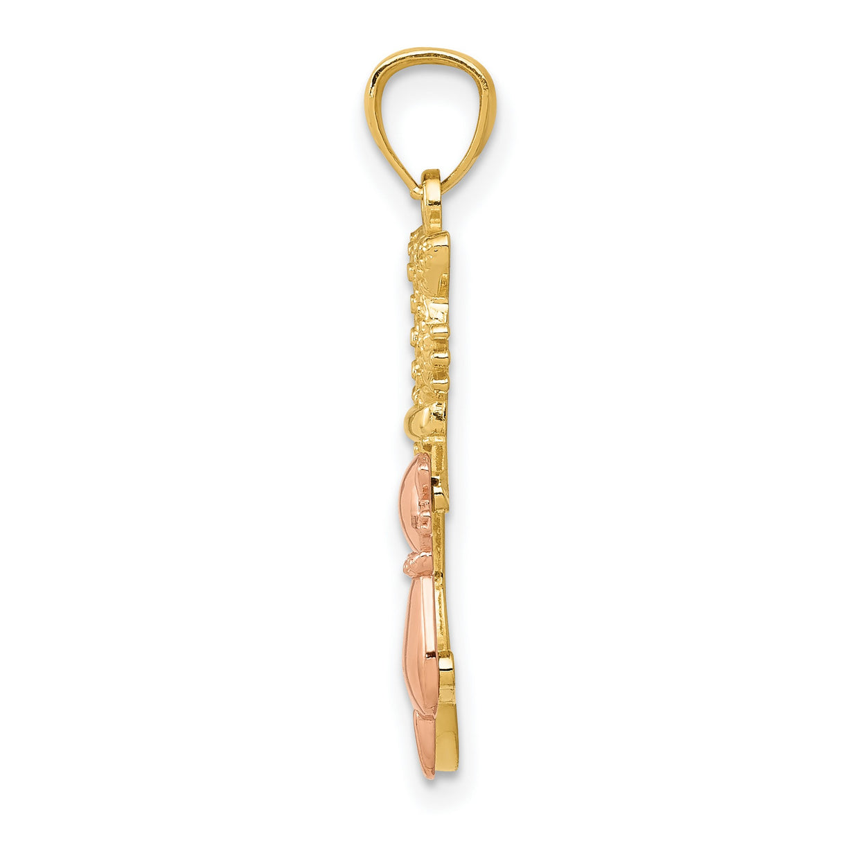 Sitting Open Cat Figure With Smaller Cat Charm Pendant in Real 14k Multi-Tone Gold