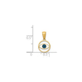 14k Yellow Gold Evil Eye Pendant with Blue and White Enamel, Spiritual Amulet Charm