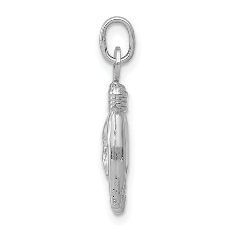 Rock On Hand Symbol Charm Pendant in Real 14k White Gold