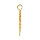 14k Yellow Gold Ballerina Pendant in Arabesque Pose, Ballet Dance Charm for Women