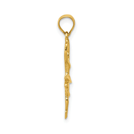 14k Yellow Gold Ballerina Pendant in Arabesque Pose, Ballet Dance Charm for Women