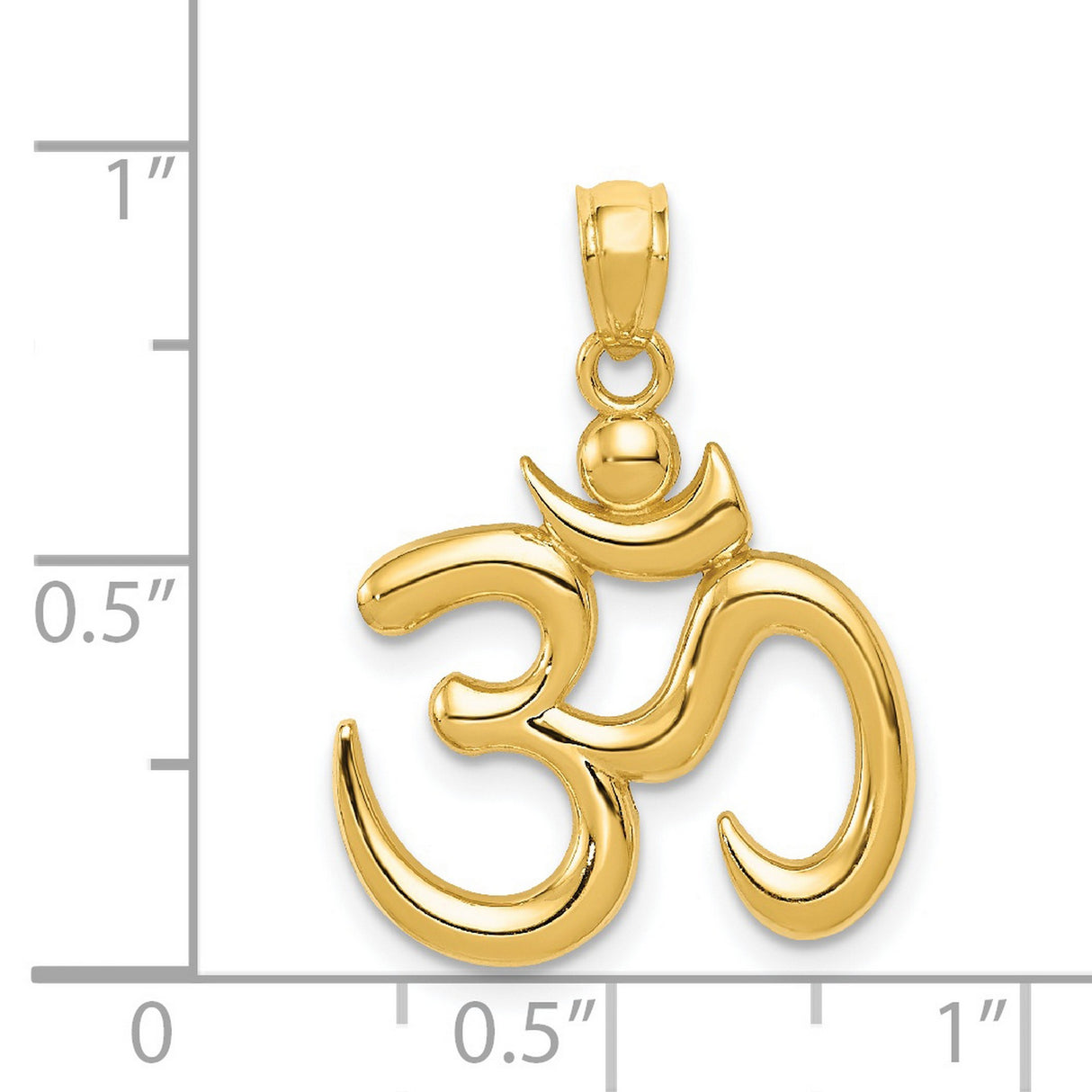 14k Yellow Gold Om Pendant, Hindu Spiritual Symbol Charm for Meditation and Faith