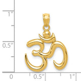 14k Yellow Gold Om Pendant, Hindu Spiritual Symbol Charm for Meditation and Faith