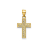 14k Yellow Gold Cross Pendant with Cut-Out Design, Textured Polished Finish, Religious Jewelry
