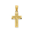 14k Yellow Gold Cross Pendant with Cut-Out Design, Textured Polished Finish, Religious Jewelry