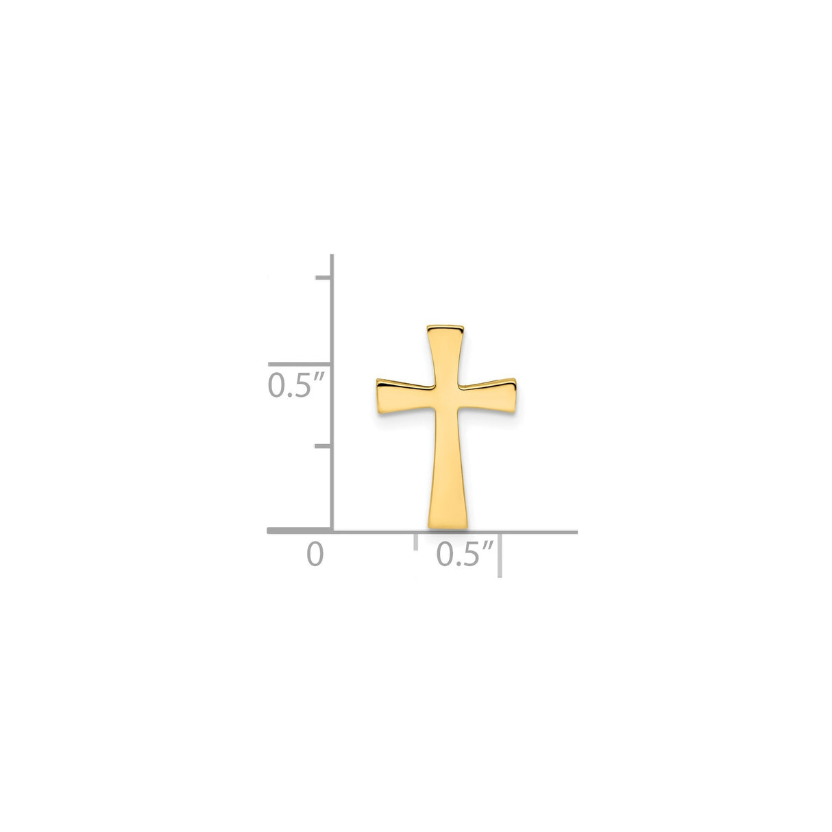 14k Yellow Gold Cross Pendant, Polished Latin Style with Flared Arms and Modern Design