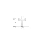 14k White Gold Cross Pendant, Minimalist Latin Cross with Flared Arms and High Polish Finish