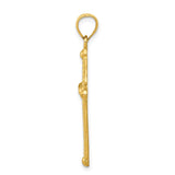 14k Yellow Gold Braided Latin Cross Pendant with Rope Detailing and Domed Centerpiece