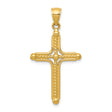 14k Yellow Gold Braided Latin Cross Pendant with Rope Detailing and Domed Centerpiece
