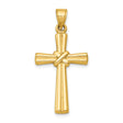 14k Yellow Gold Knot Latin Cross Pendant, Polished Minimal Design for Men and Women