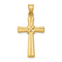 Hollow Knot Latin Cross With Middle Groove Charm Pendant in Real 14k Yellow Gold