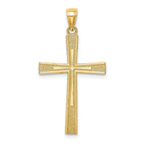 14k Yellow Gold Tapered Twin Latin Cross Pendant with Satin and Polished Finish