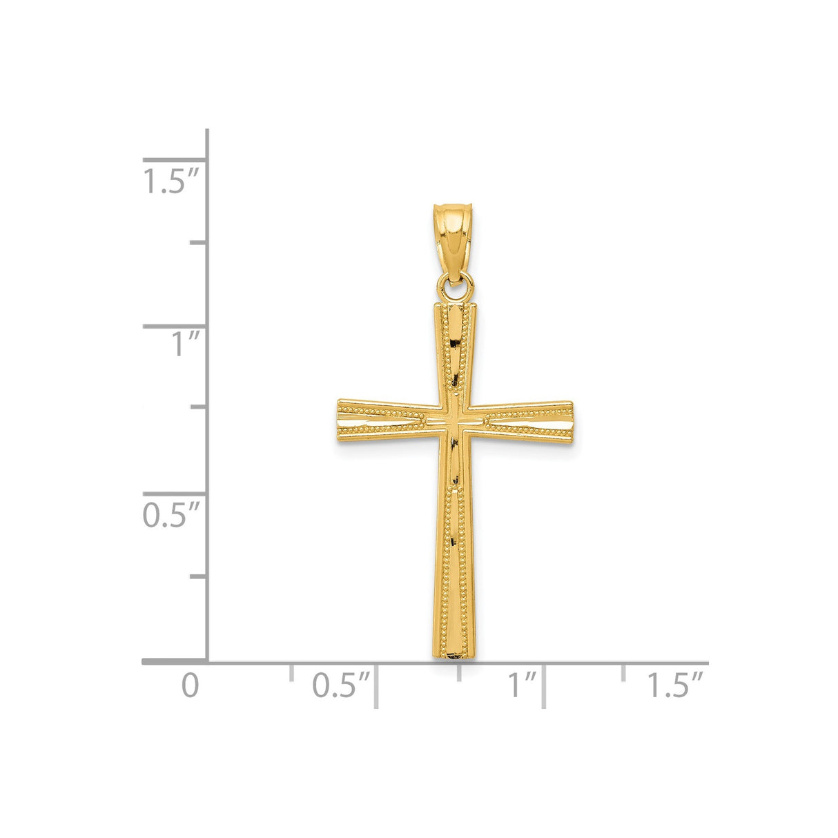 14k Yellow Gold Tapered Twin Latin Cross Pendant with Satin and Polished Finish