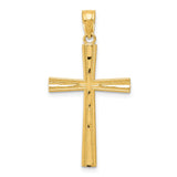 14k Yellow Gold Tapered Twin Latin Cross Pendant with Satin and Polished Finish