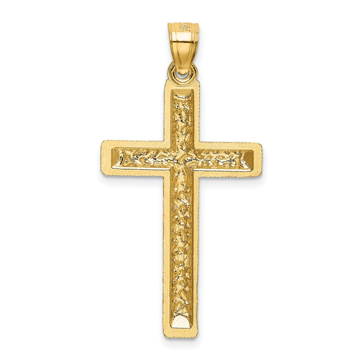 Filigree Style Latin Cross With Raised Accents Charm Pendant in Real 14k Yellow Gold