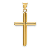 14k Yellow Gold Latin Cross Pendant, Polished Hollow Religious Charm, Unisex Spiritual Jewelry
