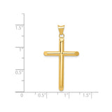 14k Yellow Gold Latin Cross Pendant, Polished Hollow Religious Charm, Unisex Spiritual Jewelry
