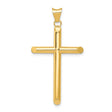14k Yellow Gold Latin Cross Pendant, Polished Hollow Religious Charm, Unisex Spiritual Jewelry