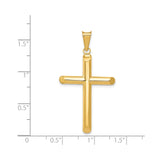 14k Yellow Gold Latin Cross Pendant with Polished Hollow Tubular Design for Men and Women