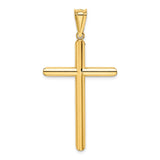 14k Yellow Gold Latin Cross Pendant, Polished Minimalist Religious Jewelry for Men and Women