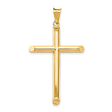 14k Yellow Gold Latin Cross Pendant, Polished Minimalist Religious Jewelry for Men and Women