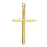 14k Yellow Gold Latin Cross Pendant, Polished Religious Charm for Men and Women