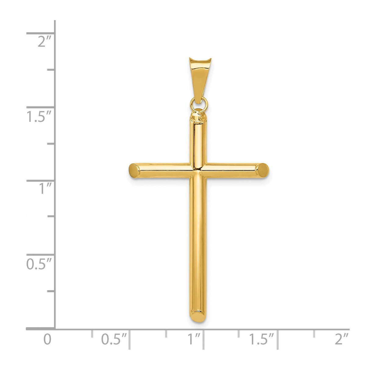 14k Yellow Gold Latin Cross Pendant, Polished Religious Charm for Men and Women
