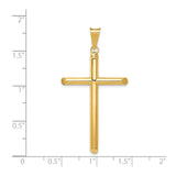 14k Yellow Gold Latin Cross Pendant, Polished Religious Charm for Men and Women
